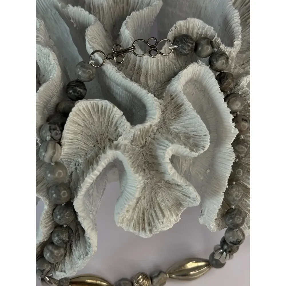 Elegant Design 925 Sterling Silver Jasper Necklace Length 18.5